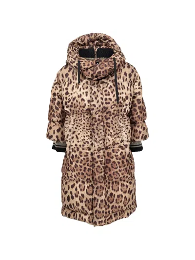 Pre-owned Dolce & Gabbana Leopard-print Single-breasted Coat In Neutral