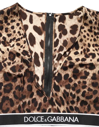 Dolce & Gabbana Leopard-print Stretch Silk Tank Top In Brown