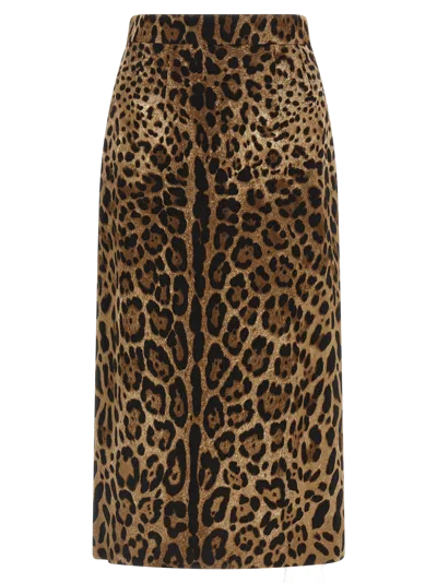 Dolce & Gabbana Leopard-print Viscose Skirt In Animal Print