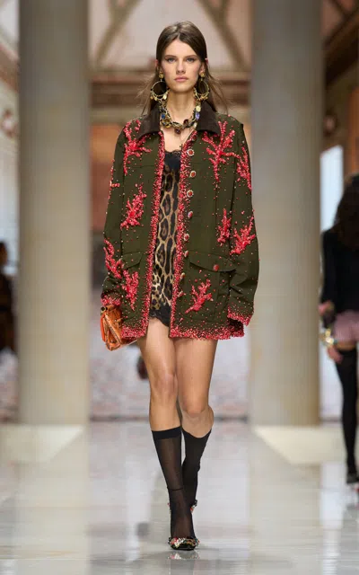 Dolce & Gabbana Leopard-printed Slip Dress In Multi