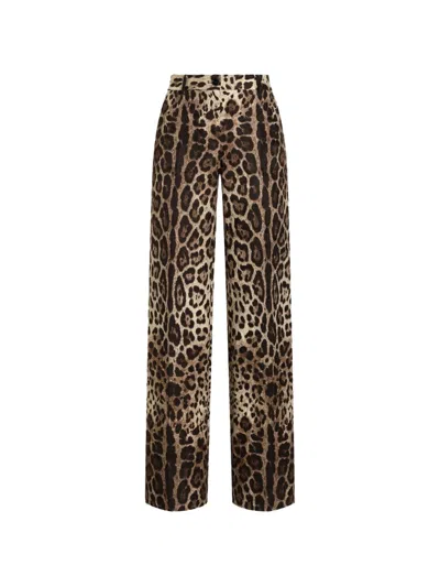 Dolce & Gabbana Leopard-print Cropped Trousers In Multicolor