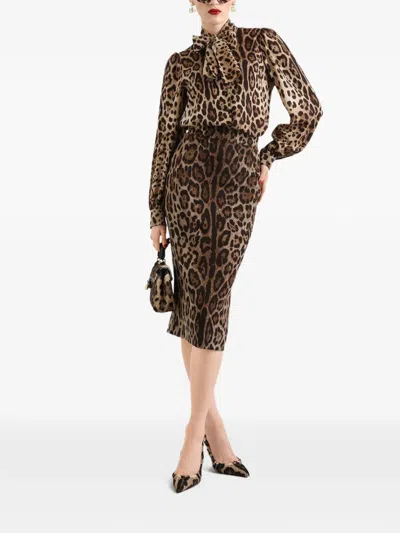 Dolce & Gabbana Leo-print Cady Skirt In Multi