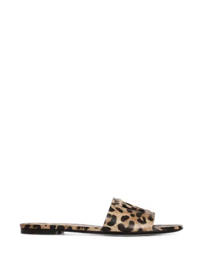 Dolce & Gabbana Open-toe Calf Leather Sandal With One-piece Leather Outsole In Animal Print