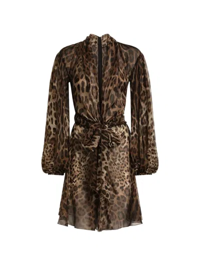 Dolce & Gabbana Leo-print Chiffon Dress In Animal Print