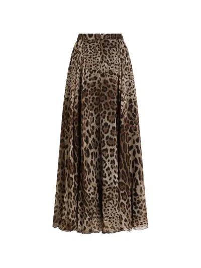Dolce & Gabbana Leo-print Chiffon Skirt In Animal Print