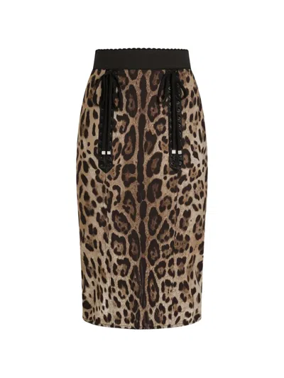 Dolce & Gabbana Leo-print Fabric Skirt In Neutral