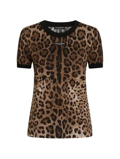 Dolce & Gabbana Leo-print Jersey T-shirt In Black