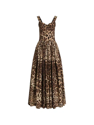Dolce & Gabbana Leo-print Poplin Dress In Animal Print