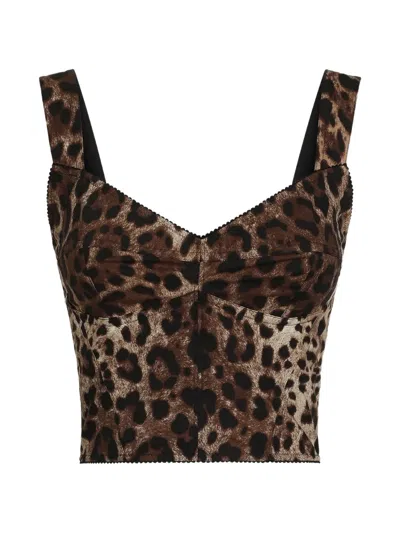 Dolce & Gabbana Leo-print Poplin Top In Multi