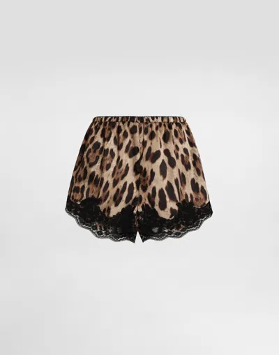 Dolce & Gabbana Leo-print Satin Shorts In Animal Print