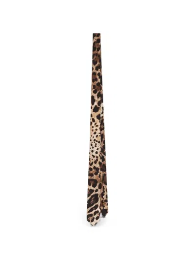 Dolce & Gabbana Leo-print Silk Twill Tie In Neutral