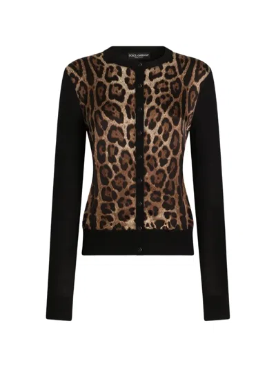 Dolce & Gabbana Leo-print Wool Cardigan In Animal Print