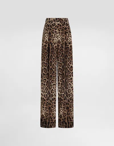 Dolce & Gabbana Leo-print Wool Trousers In Animal Print