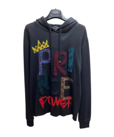 Dolce & Gabbana Letter Patch Hooded Sweater In Black