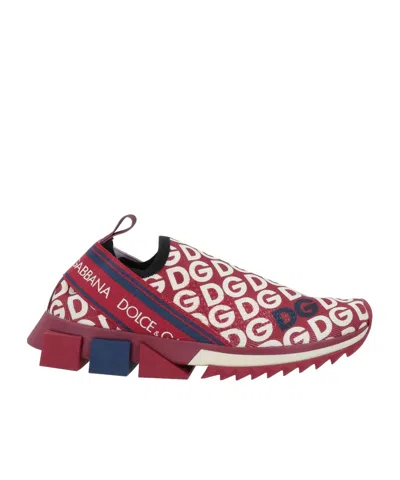 Dolce & Gabbana Letter Print Sneakers In Red