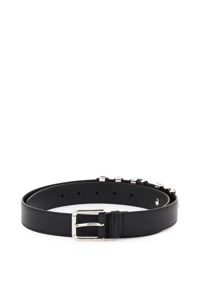 Dolce & Gabbana Lettering Leather Belt In Black