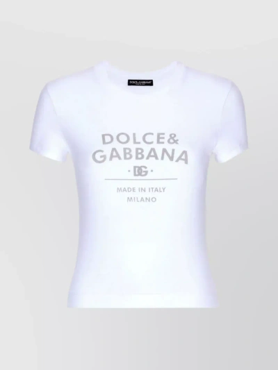 Dolce & Gabbana Lettering Ribbed Fitted Top In White