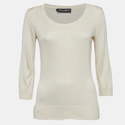Pre-owned Dolce & Gabbana Light Beige Jersey Full Sleeve Round Neck Jumper S