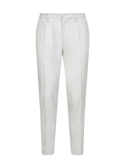 Dolce & Gabbana Men Light Beige Wool Poplin Trousers In White