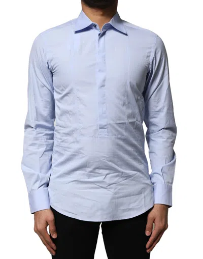 Pre-owned Dolce & Gabbana Light Blue Cotton Long Sleeves Dress Men's Shirt ()