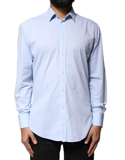 Pre-owned Dolce & Gabbana Light Blue Cotton Martini Formal Dress Men's Shirt ()