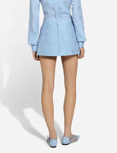 Dolce & Gabbana Cotton And Silk-blend Jacquard Miniskirt In Blue