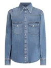 Dolce & Gabbana Denim Cotton Shirt With Chest Pockets In Blue