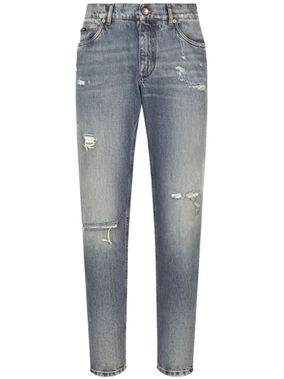 Dolce & Gabbana Straight-leg Cotton Jeans In Light Blue