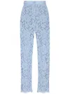 Dolce & Gabbana Light Blue Embroidered Lace Trousers In Light Blue