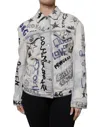 Dolce & Gabbana Light Blue Graffiti Button Down Denim Jacket In Multi
