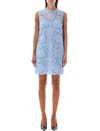 Dolce & Gabbana A-line Lace Mini Dress In Blue