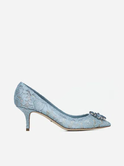 DOLCE & GABBANA RAINBOW LACE DÉCOLLETÉ WITH BROCHE