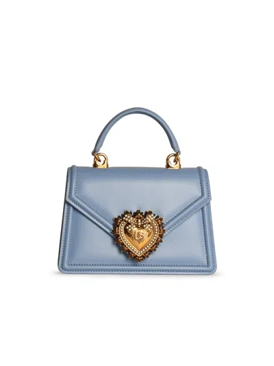 DOLCE & GABBANA LIGHT BLUE LEATHER DEVOTION SMALL BAG 