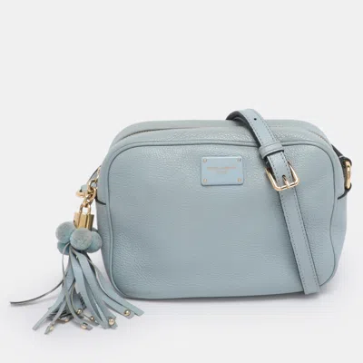 Pre-owned Dolce & Gabbana Light Blue Leather Glam Crossbody Bag