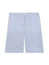 Dolce & Gabbana Logo-patch Linen Bermuda Shorts In Blue