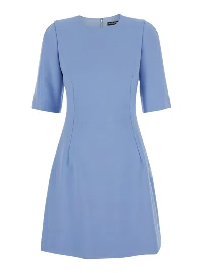 Dolce & Gabbana Light Blue Midi Fit And Flare Dress