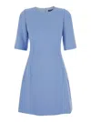 Dolce & Gabbana Light Blue Midi Fit And Flare Dress In Wool Woman In Blue