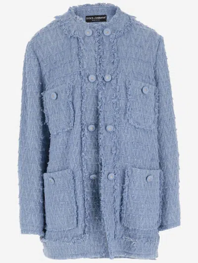 DOLCE & GABBANA LIGHT BLUE MULTIPLE POCKET JACKET