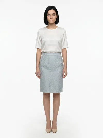 Dolce & Gabbana Stretch Silk-lined Midi Skirt In Blue