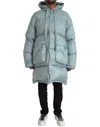 Dolce & Gabbana Light Blue Quilted Hooded Puffer Jacket Men In Light Blue