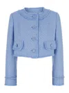 Dolce & Gabbana Light Blue Tweed Blazer In Light Blue