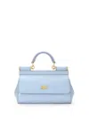 Dolce & Gabbana Small Sicily Elongated Patent Bag In Light Blue