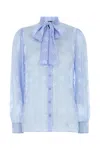 Dolce & Gabbana Silk Blend Shirt Featuring Bow Detail In Blue