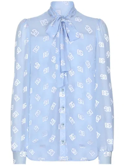 Dolce & Gabbana Light Blue Silk Blend Shirt