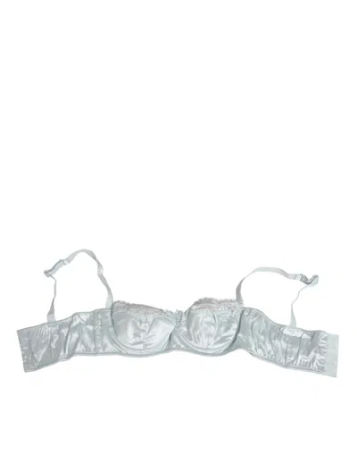 Dolce & Gabbana Light Blue Silk Semi-padded Balconette Underwear