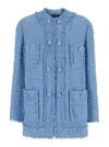 Dolce & Gabbana Light Blue Single-breasted Jacket With Logo Detail On Buttons In Cotton Blend Woman In Blue