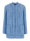 Dolce & Gabbana Light Blue Single-breasted Jacket With Logo Detail On Buttons In Cotton Blend Woman In Blue