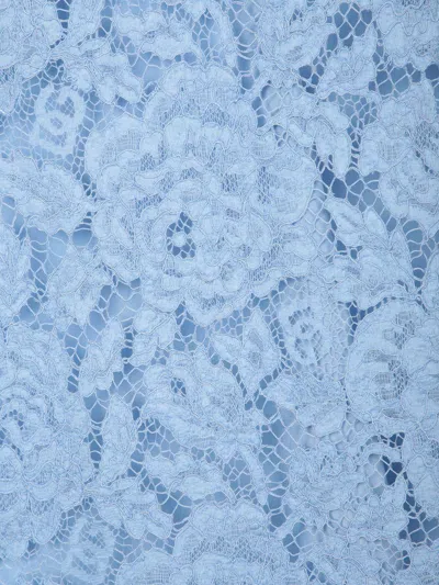 DOLCE & GABBANA LIGHT BLUE SLEEVELESS A LINE DRESS IN FLORAL DG LACE WOMAN