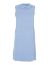 Dolce & Gabbana Light Blue Sleeveless Raschel Tweed Dress With Dg Logo In Light Blue