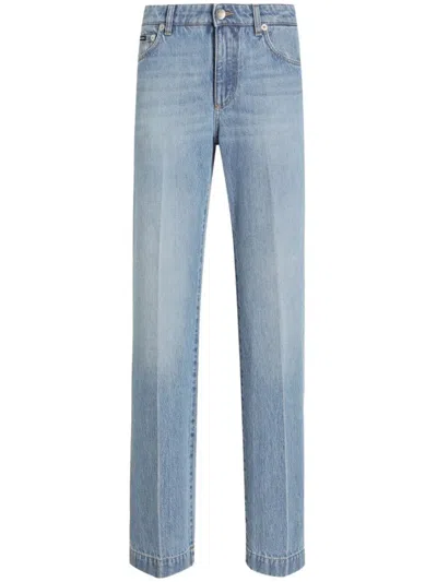 DOLCE & GABBANA LIGHT BLUE WIDE-LEG JEANS